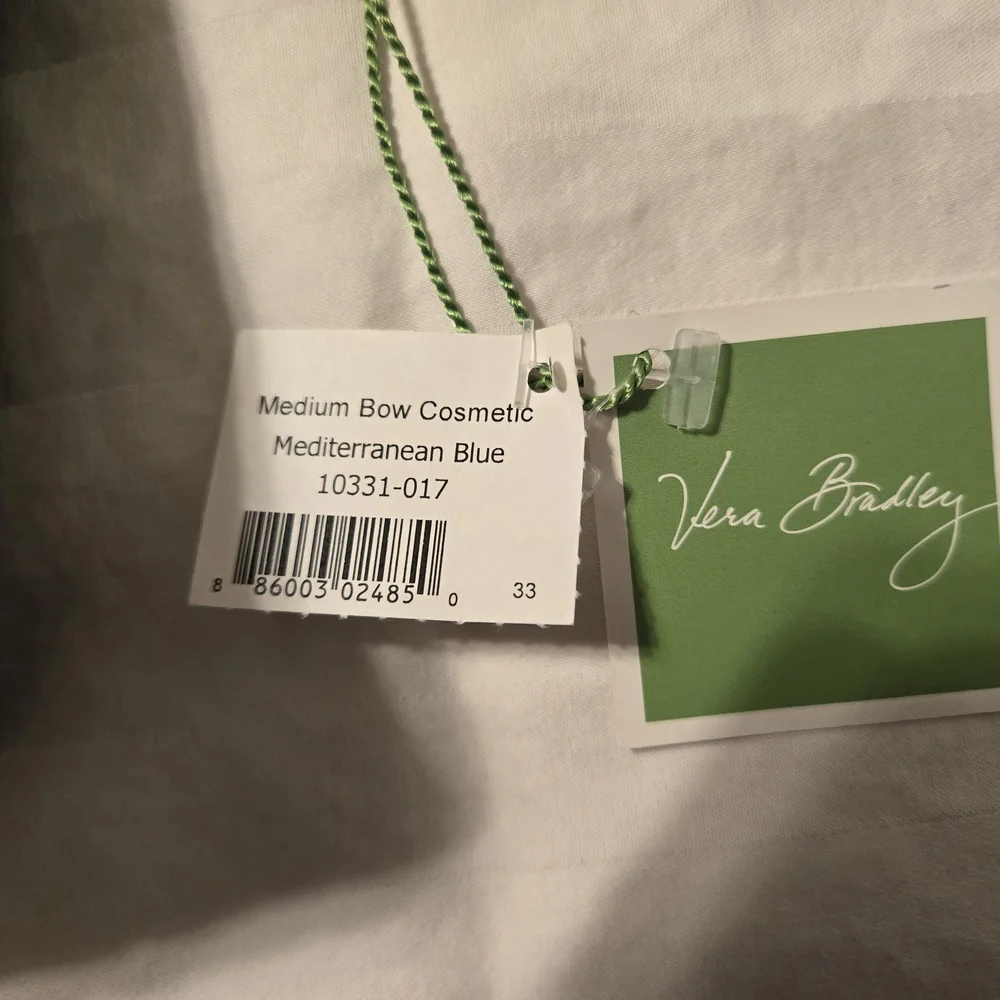 NWT Vera Bradley Medium Bow Cosmetic Bag Mediterranean Blue 9 1/4 X 6 1/2 - Picture 3 of 3